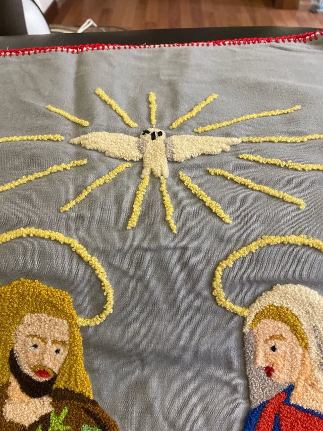 Arazzo antico con punto di croc  75x45 fatto a man