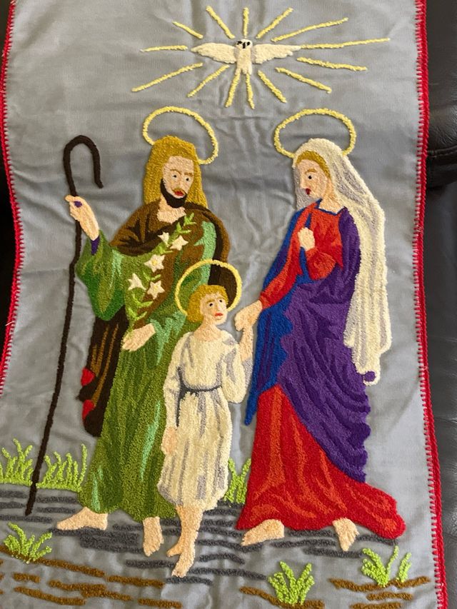 Arazzo antico con punto di croc  75x45 fatto a man