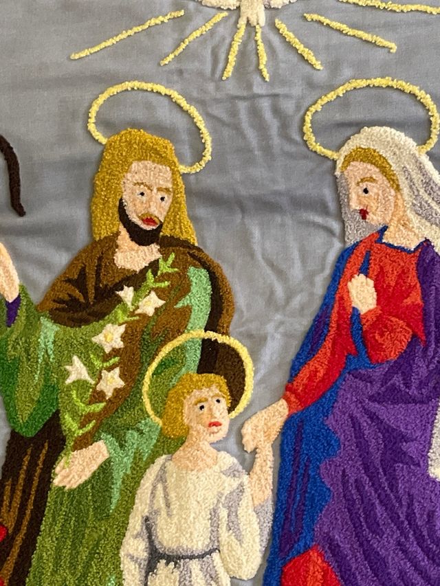 Arazzo antico con punto di croc  75x45 fatto a man