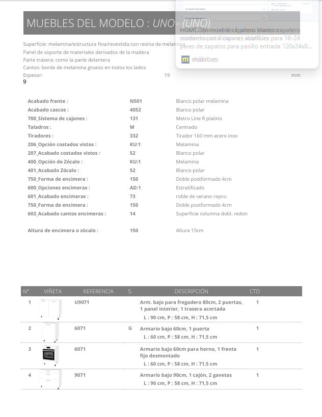 Mobiliario de cocina nuevos