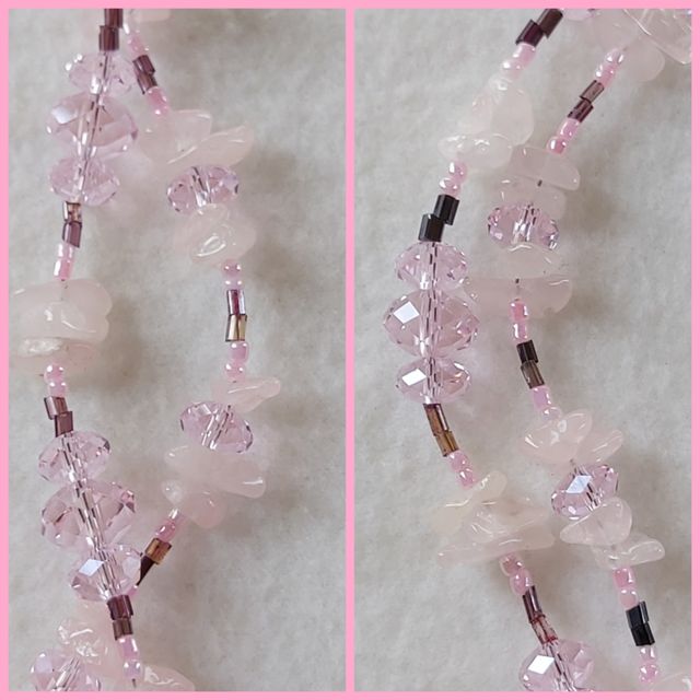 Collana con pietre dure di quarzo rosa