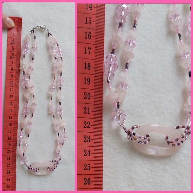 Collana con pietre dure di quarzo rosa