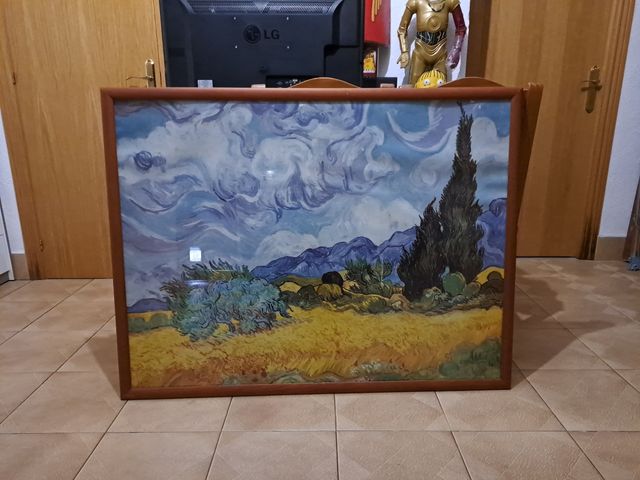 Cuadro Campo de trigo con cipreses