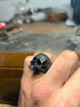 Sello calavera de plata de ley