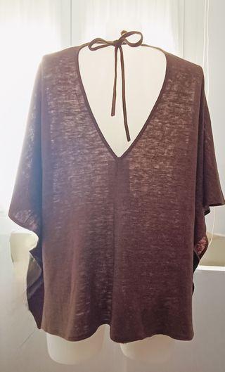 Precioso top boho marrón Cherry Paris de punto y f