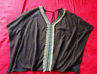 Precioso top boho marrón Cherry Paris de punto y f