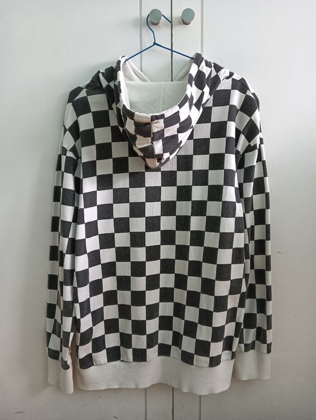 Camisola Xadrez Branco-Preto