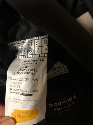 Chaqué completo Talla 58 Sastrería Víctor Seligra