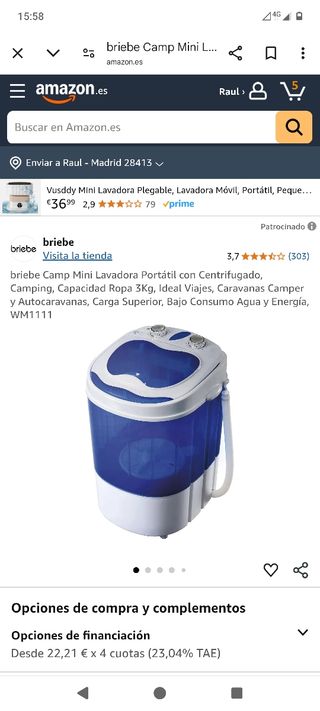 Lavadora portátil caravana camping