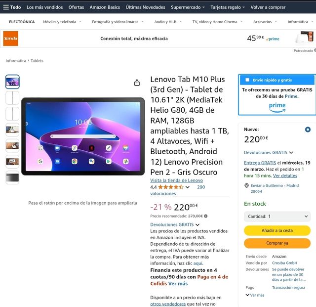 Tablet Lenovo M10 Plus NUEVA