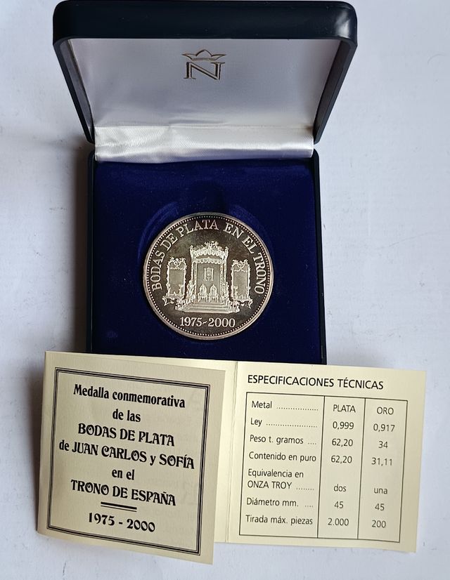 Medalla 2 onzas bodas plata 