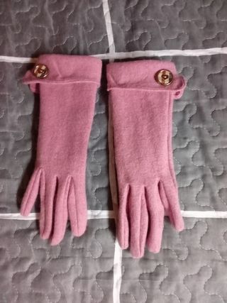 Guantes de lana rosa mujer