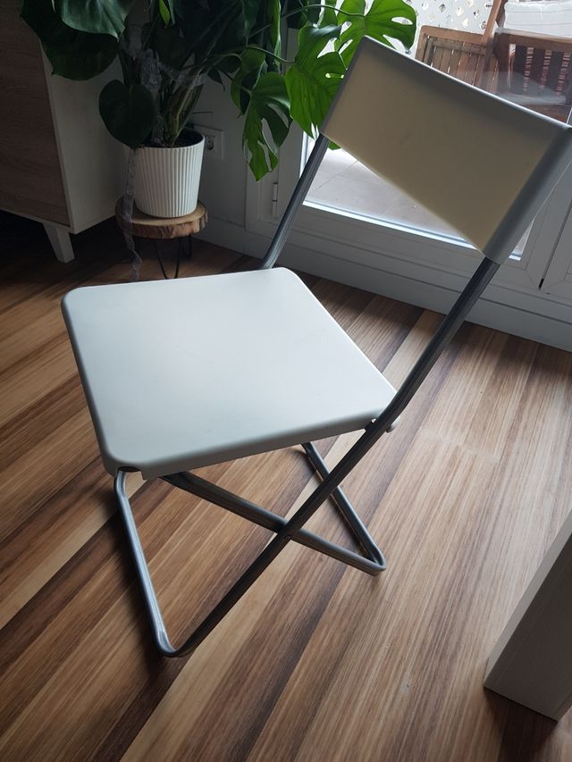 Silla, exterior, plegable blanco