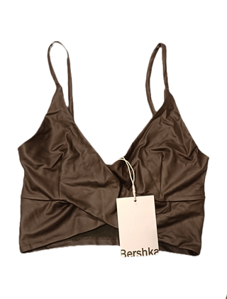 Top cruzado Bershka verde militar