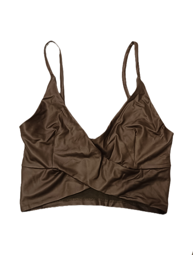 Top cruzado Bershka verde militar