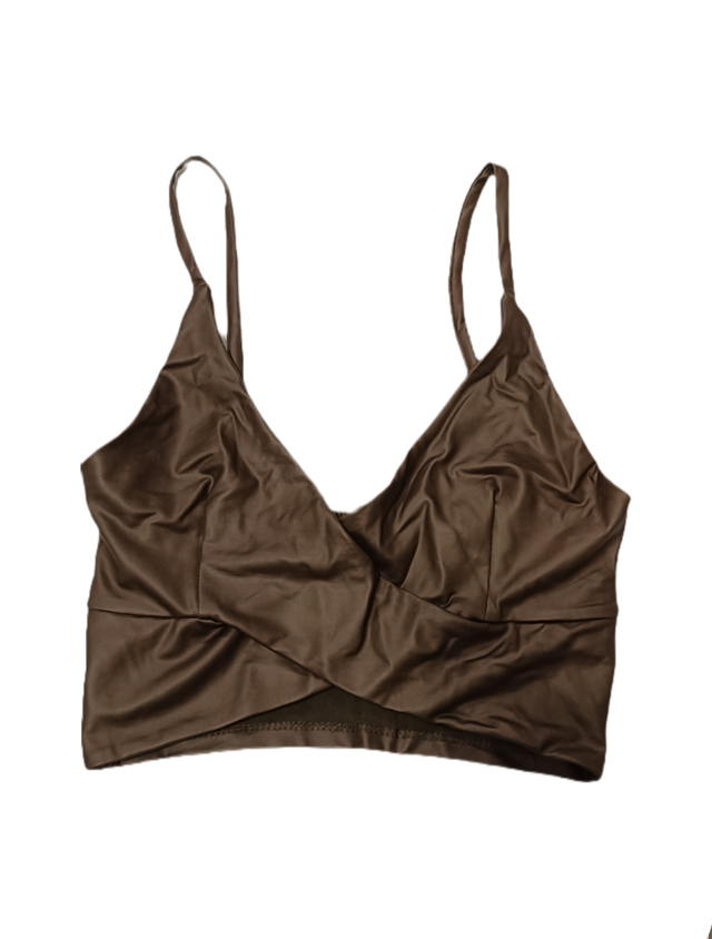 Top cruzado Bershka verde militar