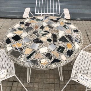 Mesa sillas Mategot jardin vintage midcentury 