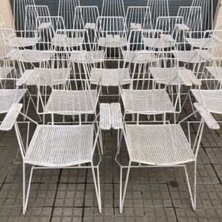 Mesa sillas Mategot jardin vintage midcentury 