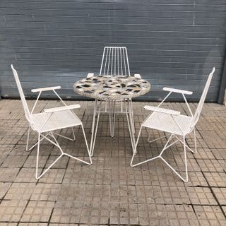 Mesa sillas Mategot jardin vintage midcentury 