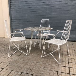 Mesa sillas Mategot jardin vintage midcentury 