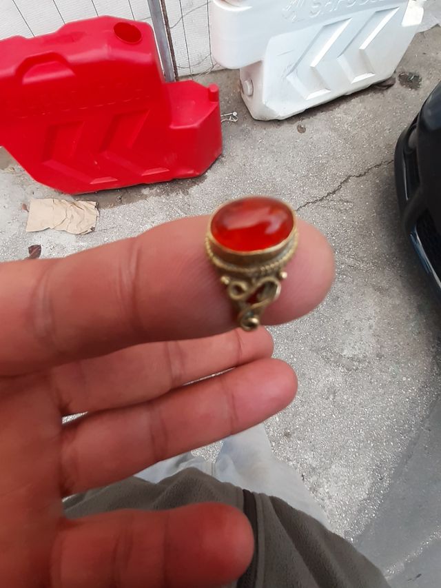 Anillo antiguo de plata bañado en oro