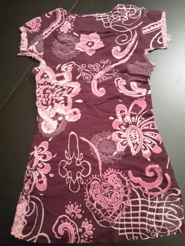 Maglia fantasia viola in tulle taglia unica