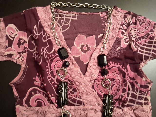 Maglia fantasia viola in tulle taglia unica