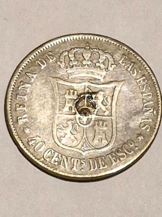40 céntimos escudo 1865 Isabel II Madrid