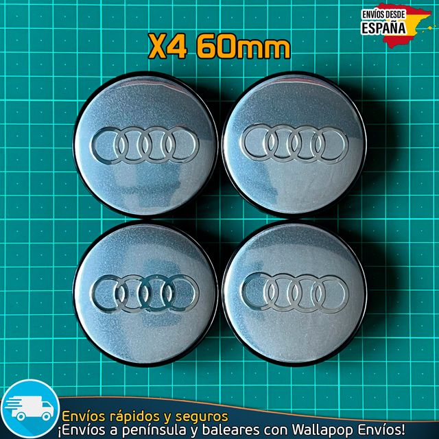 X4 Tapacubos Audi 60mm Cubrebujes Tapas Negras