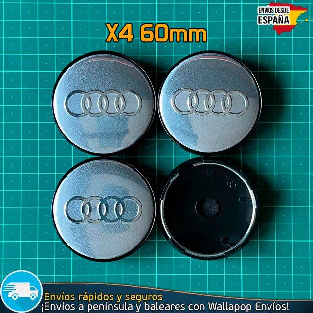 X4 Tapacubos Audi 60mm Cubrebujes Tapas Negras