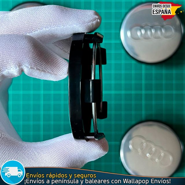 X4 Tapacubos Audi 60mm Cubrebujes Tapas Negras