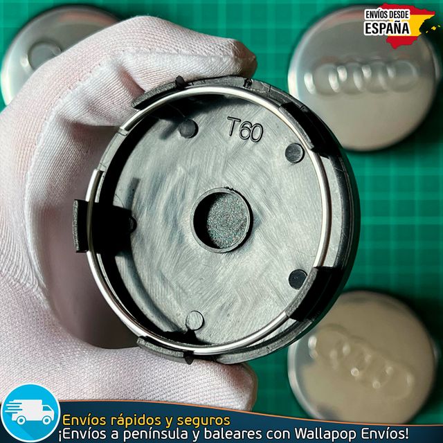 X4 Tapacubos Audi 60mm Cubrebujes Tapas Negras