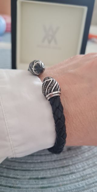 Pulsera unisex plata piel 