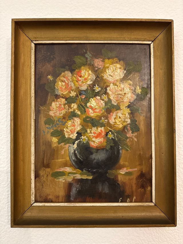 Cuandro antiguo bodegón flores