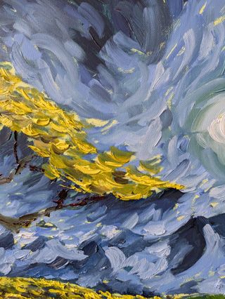 Cuadro estilo Van Gogh paisaje oleo pintado a mano