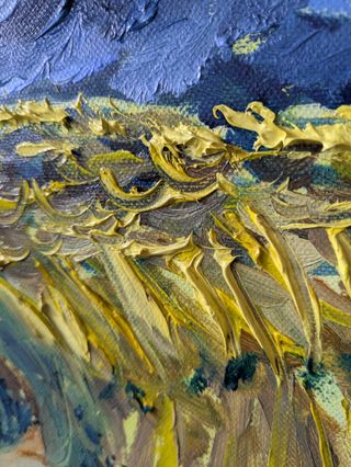 Cuadro estilo Van Gogh paisaje oleo pintado a mano
