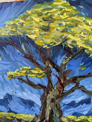 Cuadro estilo Van Gogh paisaje oleo pintado a mano