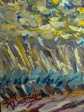 Cuadro estilo Van Gogh paisaje oleo pintado a mano
