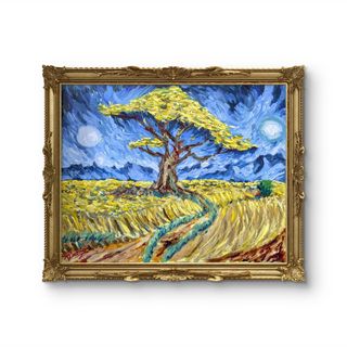Cuadro estilo Van Gogh paisaje oleo pintado a mano