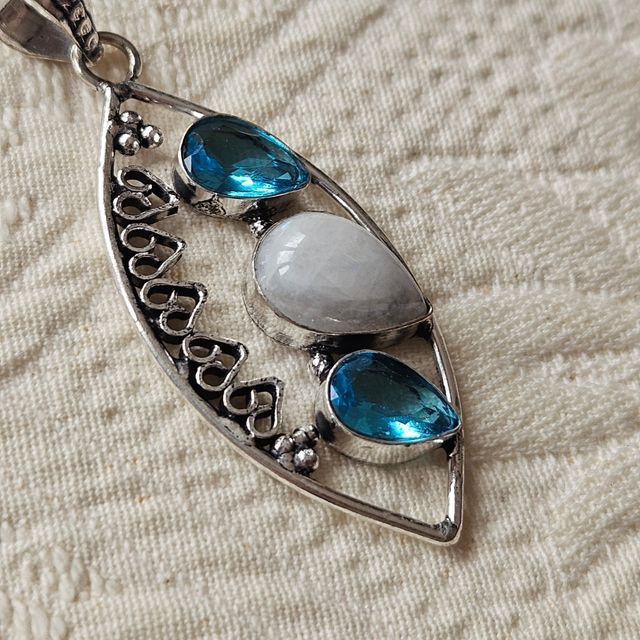 Colgante plata 925 piedra luna y topac