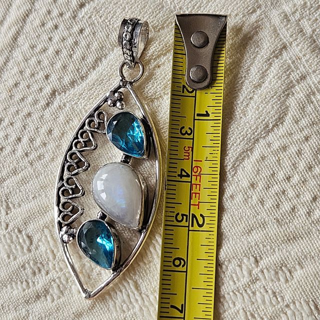 Colgante plata 925 piedra luna y topac