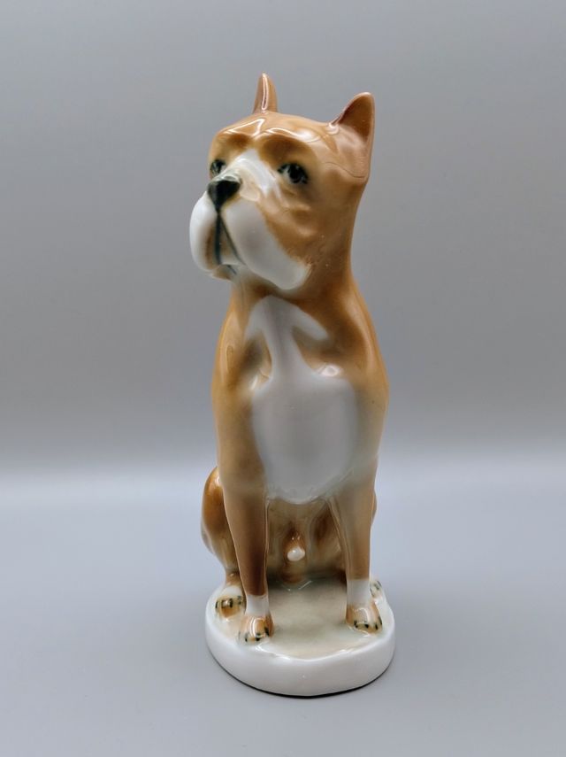 Statuetta cane Boxer porcellana Szolnay