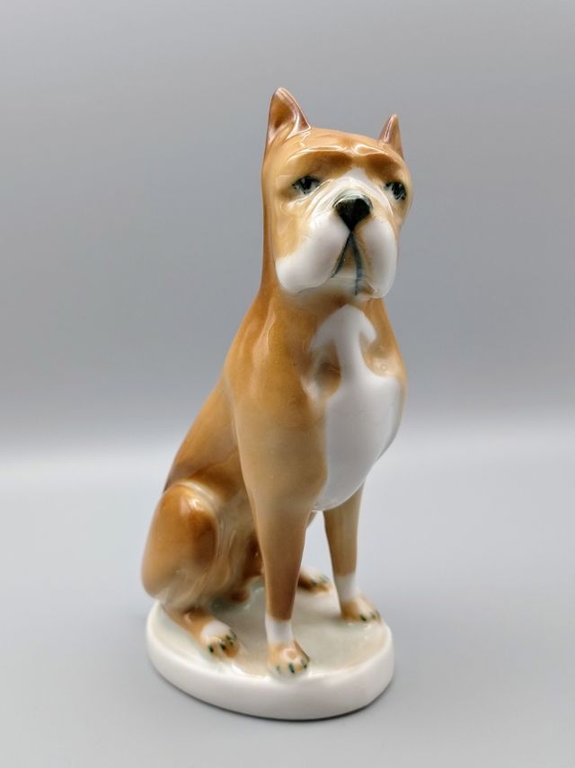 Statuetta cane Boxer porcellana Szolnay