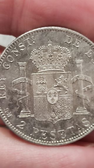 Moneda plata 2 pesetas 1905 Alfonso XIII