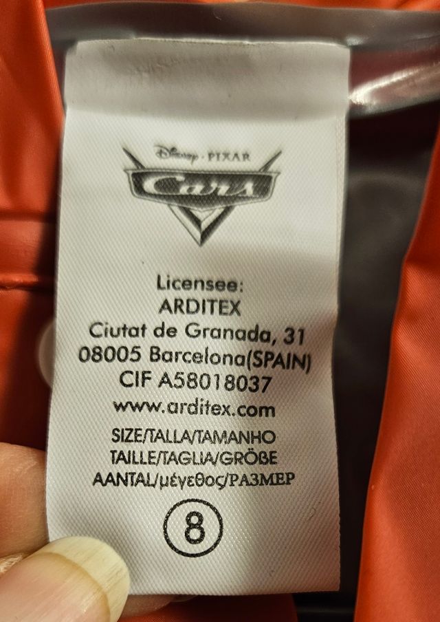 Impermeable The Cars 7-8 años