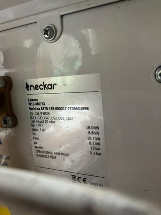 Escalfador d’aigua a gas Neckar
