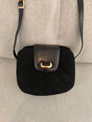 Bolso negro terciopelo y piel 