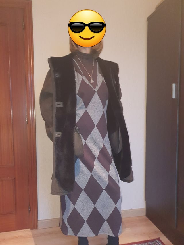 Abrigo 3cuartos de piel vuelta verde