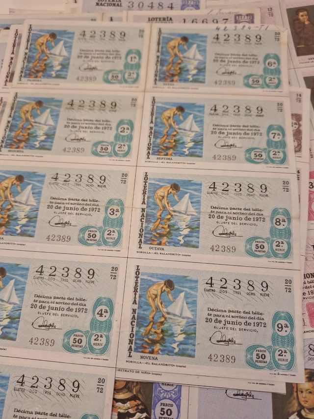 Billetes loteria 1972