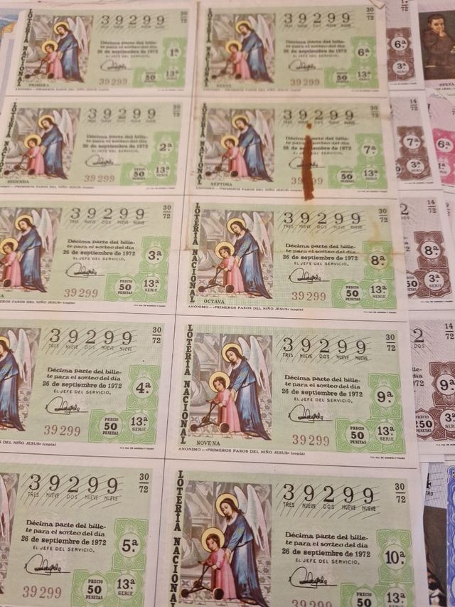 Billetes loteria 1972